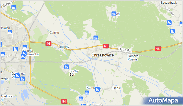 mapa Chrząstowice powiat opolski, Chrząstowice powiat opolski na mapie Targeo