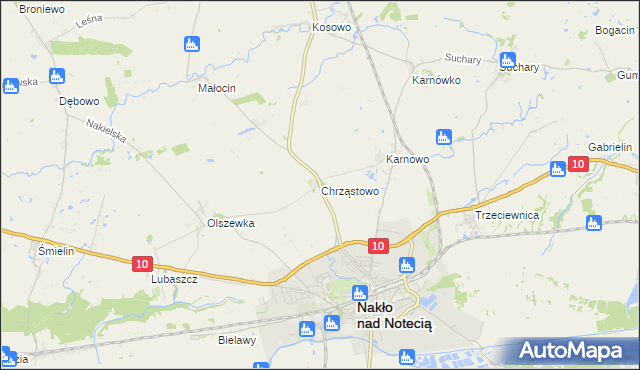 mapa Chrząstowo gmina Nakło nad Notecią, Chrząstowo gmina Nakło nad Notecią na mapie Targeo
