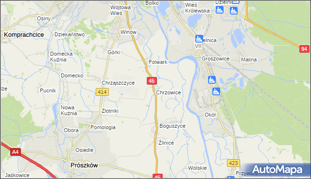 mapa Chrzowice, Chrzowice na mapie Targeo