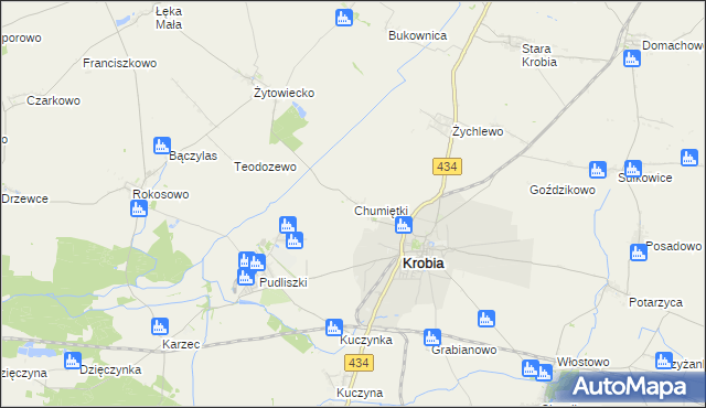 mapa Chumiętki, Chumiętki na mapie Targeo