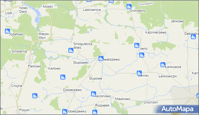 mapa Chwaliszewo gmina Kcynia, Chwaliszewo gmina Kcynia na mapie Targeo