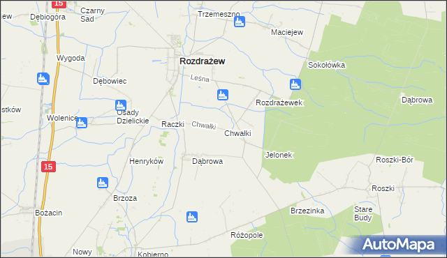 mapa Chwałki gmina Rozdrażew, Chwałki gmina Rozdrażew na mapie Targeo