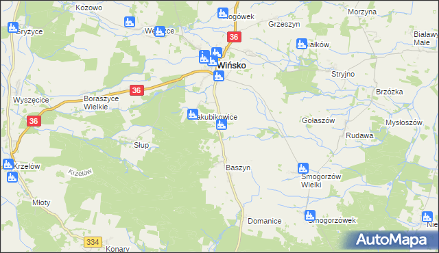 mapa Chwałkowice gmina Wińsko, Chwałkowice gmina Wińsko na mapie Targeo