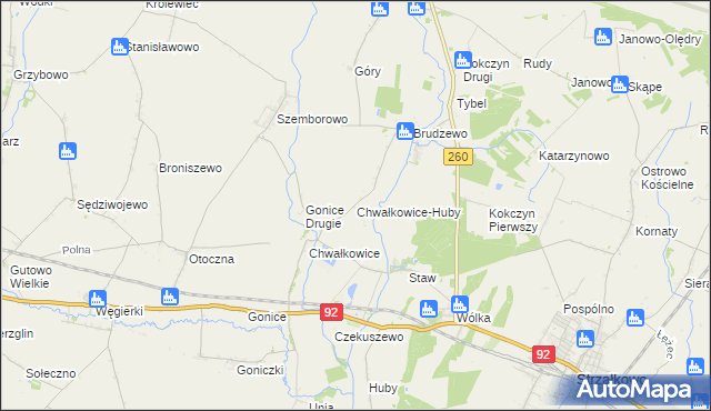 mapa Chwałkowice-Huby, Chwałkowice-Huby na mapie Targeo