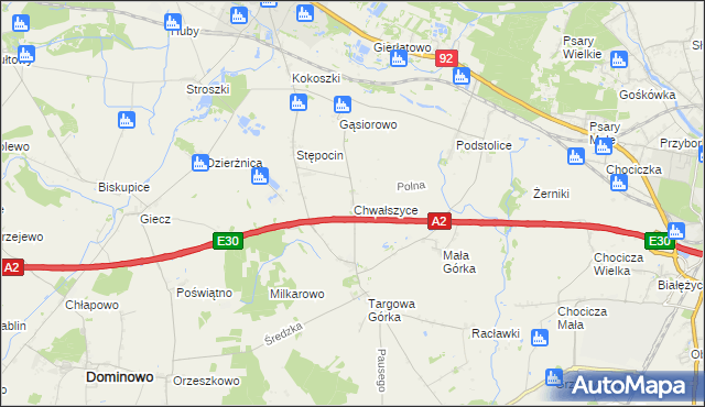 mapa Chwałszyce, Chwałszyce na mapie Targeo