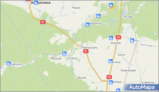 mapa Chwarszczany, Chwarszczany na mapie Targeo