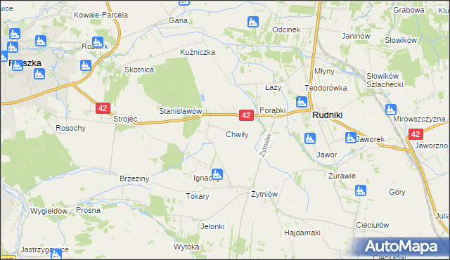 mapa Chwiły, Chwiły na mapie Targeo