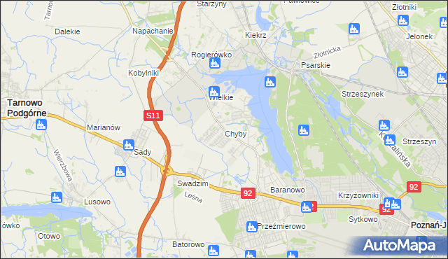 mapa Chyby gmina Tarnowo Podgórne, Chyby gmina Tarnowo Podgórne na mapie Targeo