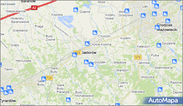 mapa Chylice gmina Jaktorów, Chylice gmina Jaktorów na mapie Targeo