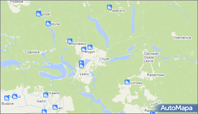 mapa Chyże gmina Bierzwnik, Chyże gmina Bierzwnik na mapie Targeo