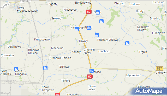 mapa Ciachcin Nowy, Ciachcin Nowy na mapie Targeo