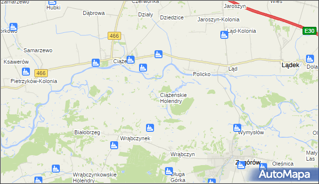 mapa Ciążeńskie Holendry, Ciążeńskie Holendry na mapie Targeo