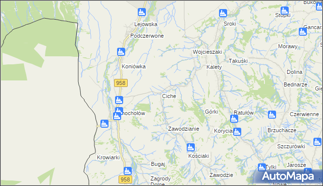 mapa Ciche gmina Czarny Dunajec, Ciche gmina Czarny Dunajec na mapie Targeo