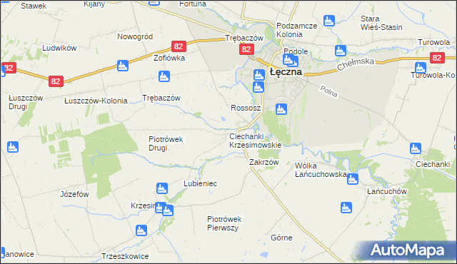 mapa Ciechanki Krzesimowskie, Ciechanki Krzesimowskie na mapie Targeo