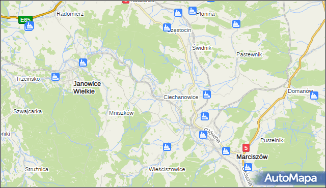 mapa Ciechanowice, Ciechanowice na mapie Targeo