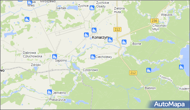 mapa Ciecholewy gmina Konarzyny, Ciecholewy gmina Konarzyny na mapie Targeo