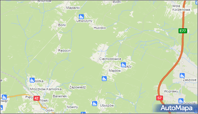 mapa Ciechostowice, Ciechostowice na mapie Targeo