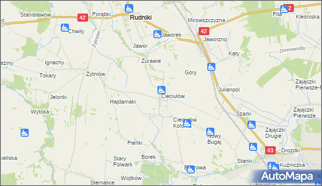 mapa Cieciułów, Cieciułów na mapie Targeo