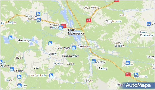 mapa Cieklińsko, Cieklińsko na mapie Targeo