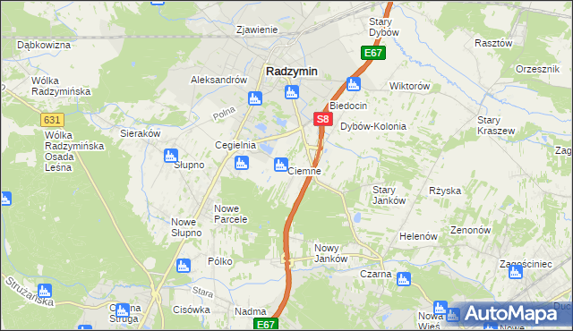 mapa Ciemne gmina Radzymin, Ciemne gmina Radzymin na mapie Targeo