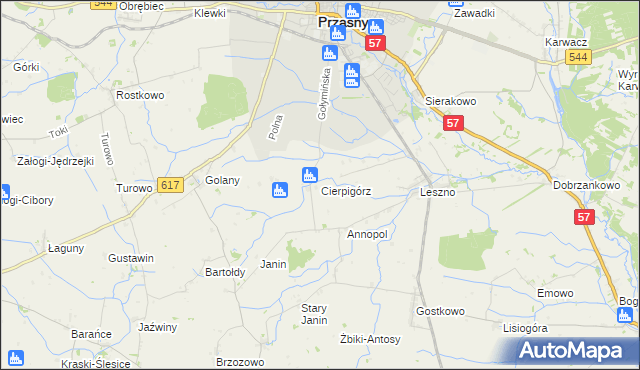 mapa Cierpigórz gmina Przasnysz, Cierpigórz gmina Przasnysz na mapie Targeo