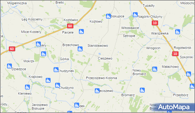 mapa Cieszewo, Cieszewo na mapie Targeo