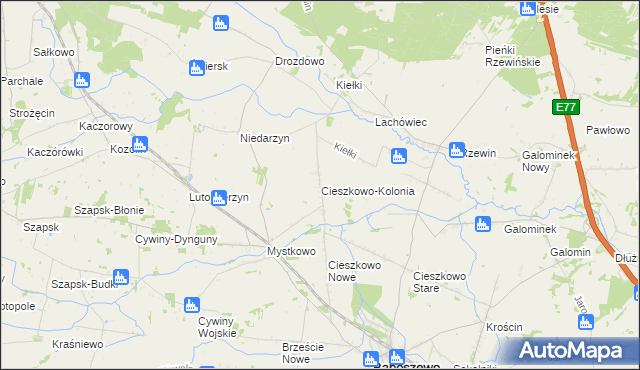 mapa Cieszkowo-Kolonia, Cieszkowo-Kolonia na mapie Targeo