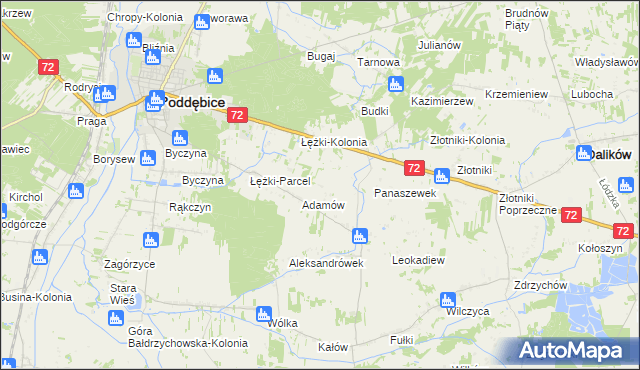 mapa Ciężków gmina Poddębice, Ciężków gmina Poddębice na mapie Targeo