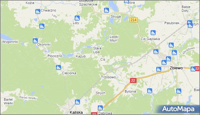 mapa Cis gmina Zblewo, Cis gmina Zblewo na mapie Targeo