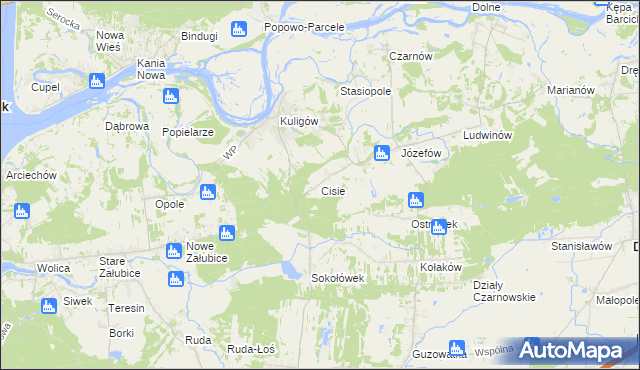 mapa Cisie gmina Dąbrówka, Cisie gmina Dąbrówka na mapie Targeo