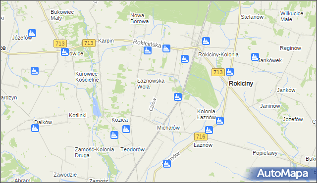 mapa Cisów gmina Rokiciny, Cisów gmina Rokiciny na mapie Targeo
