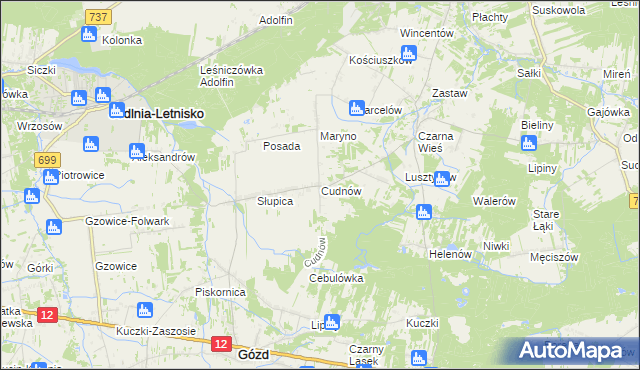 mapa Cudnów, Cudnów na mapie Targeo