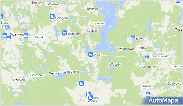 mapa Cybulin gmina Biały Bór, Cybulin gmina Biały Bór na mapie Targeo