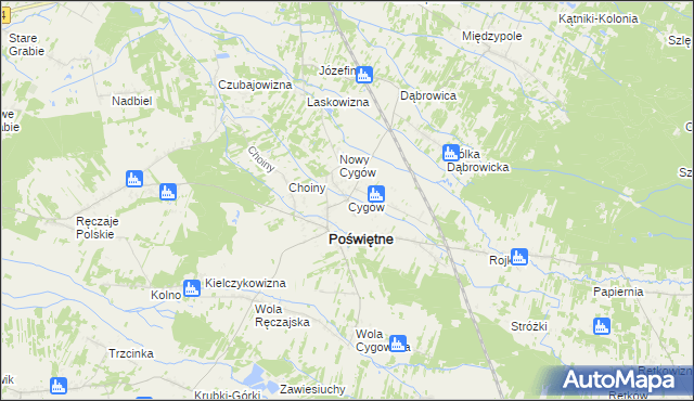 mapa Cygów, Cygów na mapie Targeo