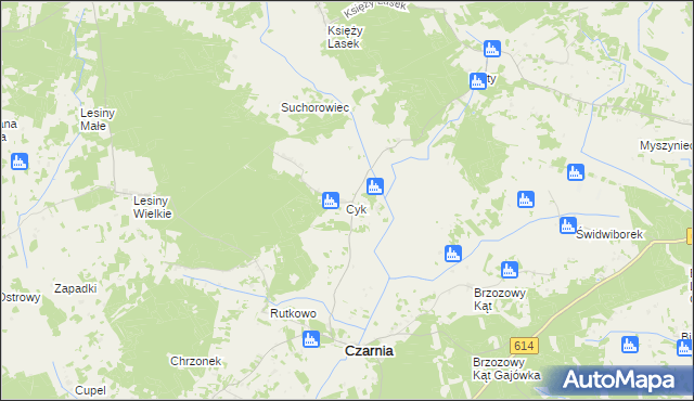 mapa Cyk gmina Czarnia, Cyk gmina Czarnia na mapie Targeo