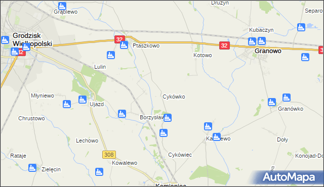 mapa Cykówko, Cykówko na mapie Targeo