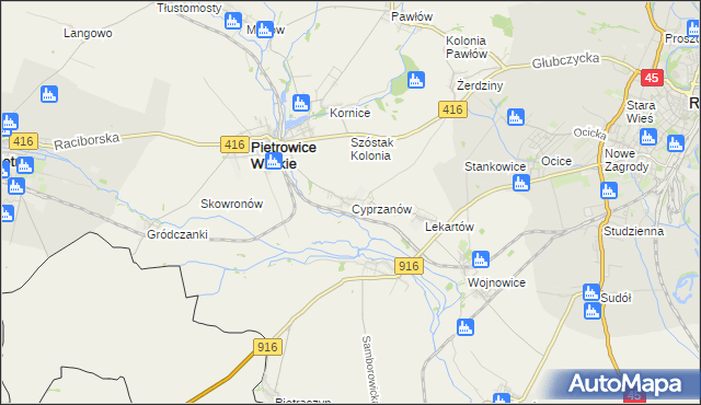 mapa Cyprzanów, Cyprzanów na mapie Targeo