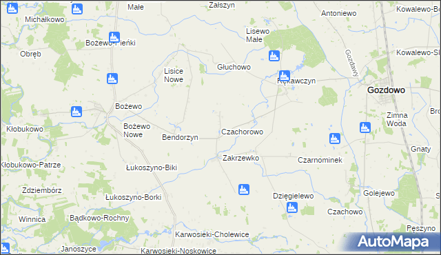 mapa Czachorowo gmina Gozdowo, Czachorowo gmina Gozdowo na mapie Targeo