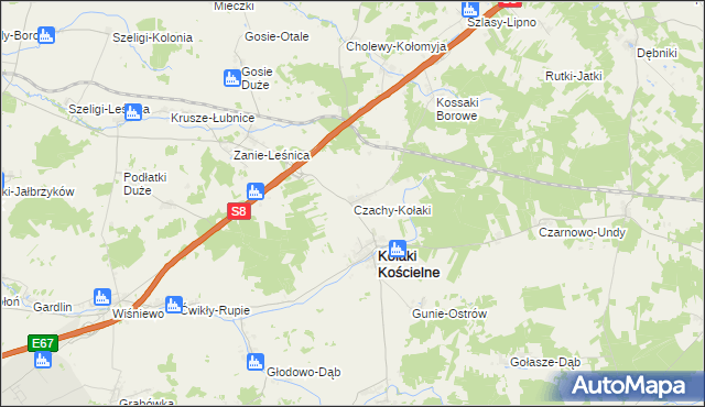 mapa Czachy-Kołaki, Czachy-Kołaki na mapie Targeo