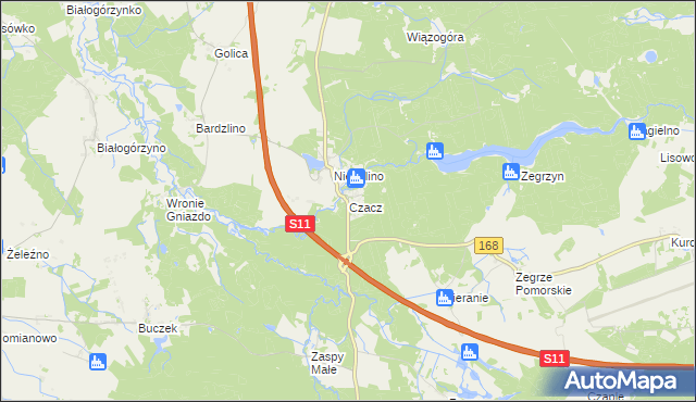 mapa Czacz gmina Świeszyno, Czacz gmina Świeszyno na mapie Targeo