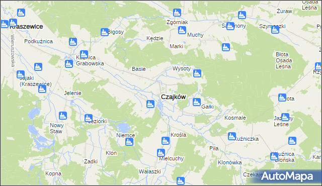 mapa Czajków powiat ostrzeszowski, Czajków powiat ostrzeszowski na mapie Targeo