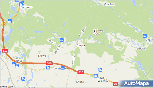 mapa Czapla, Czapla na mapie Targeo