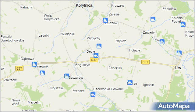 mapa Czaple gmina Korytnica, Czaple gmina Korytnica na mapie Targeo