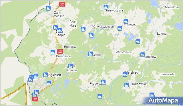 mapa Czaple gmina Trzebiel, Czaple gmina Trzebiel na mapie Targeo