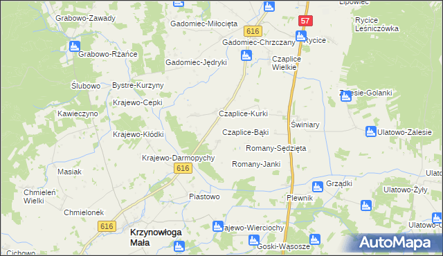 mapa Czaplice-Bąki, Czaplice-Bąki na mapie Targeo