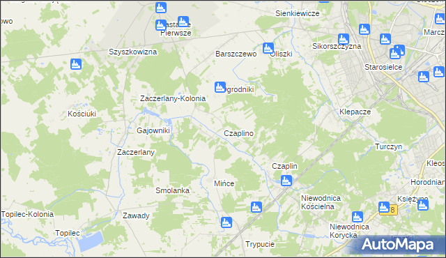 mapa Czaplino gmina Choroszcz, Czaplino gmina Choroszcz na mapie Targeo