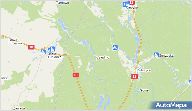 mapa Czaplino gmina Szydłowo, Czaplino gmina Szydłowo na mapie Targeo