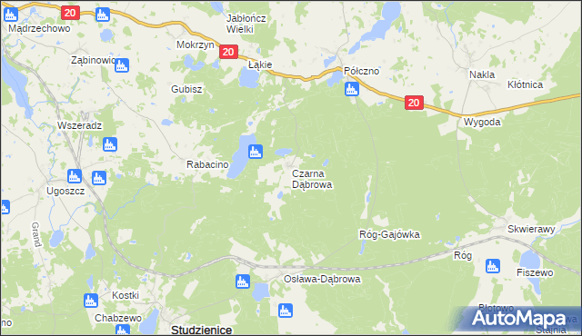 mapa Czarna Dąbrowa, Czarna Dąbrowa na mapie Targeo