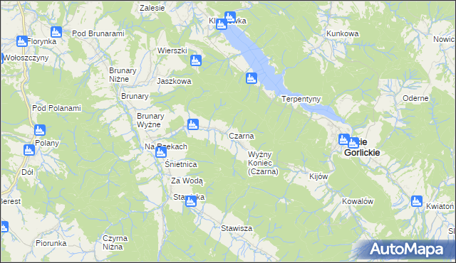 mapa Czarna gmina Uście Gorlickie, Czarna gmina Uście Gorlickie na mapie Targeo