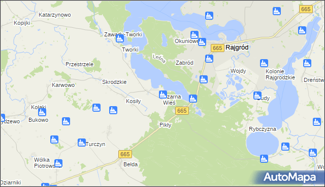 mapa Czarna Wieś gmina Rajgród, Czarna Wieś gmina Rajgród na mapie Targeo